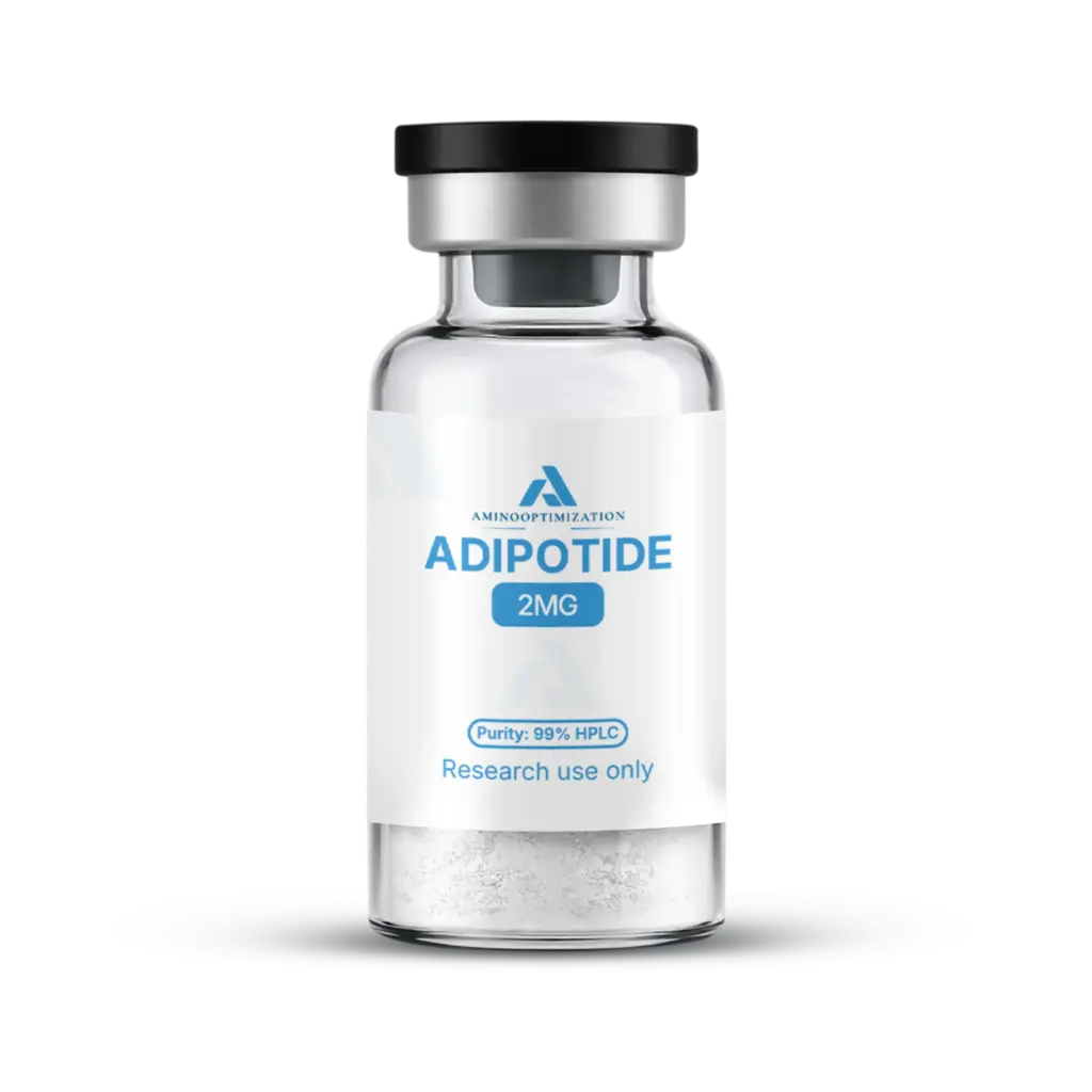 ADIPOTIDE research vial of lyophilised powder, AminoOptimization label
