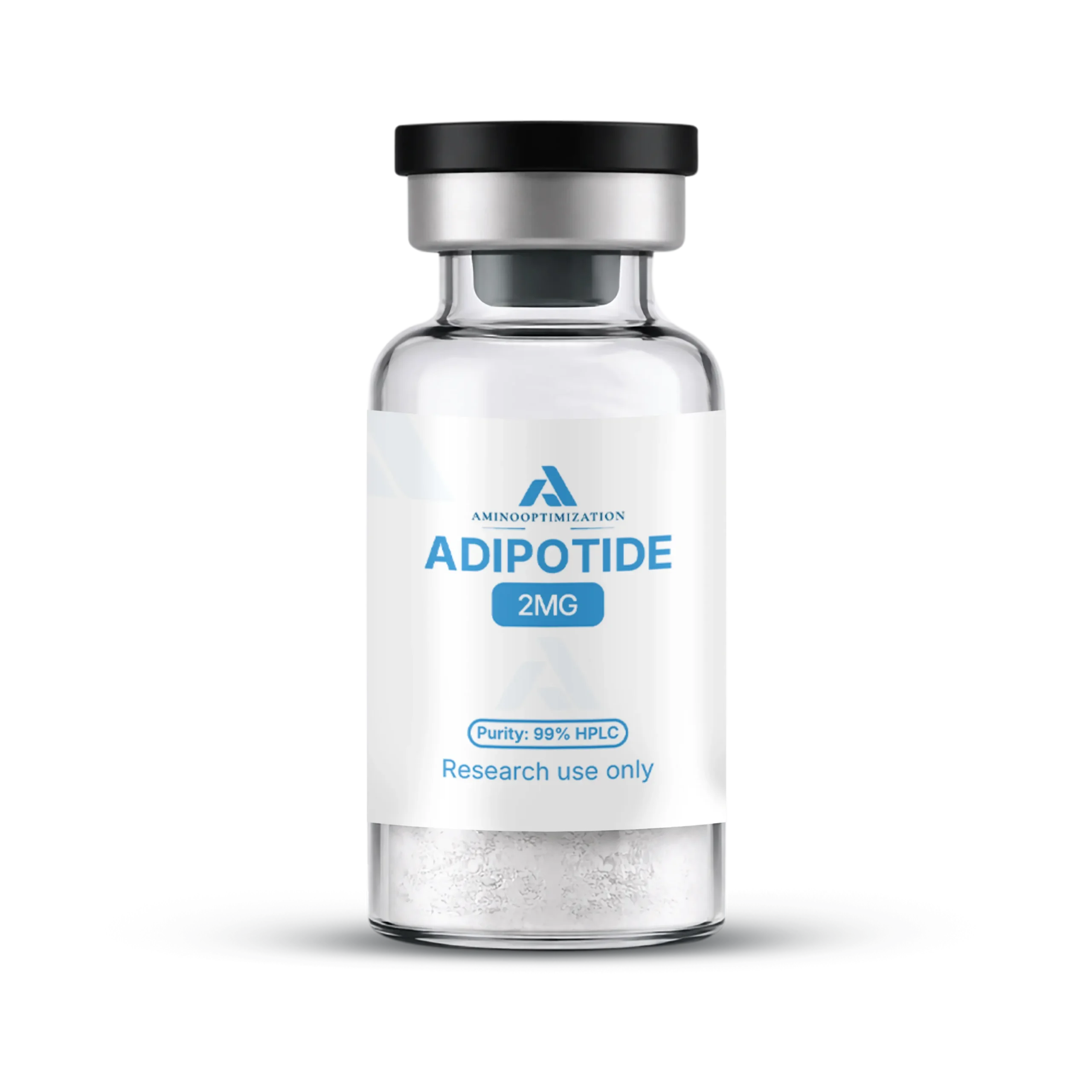 ADIPOTIDE research vial of lyophilised powder, AminoOptimization label