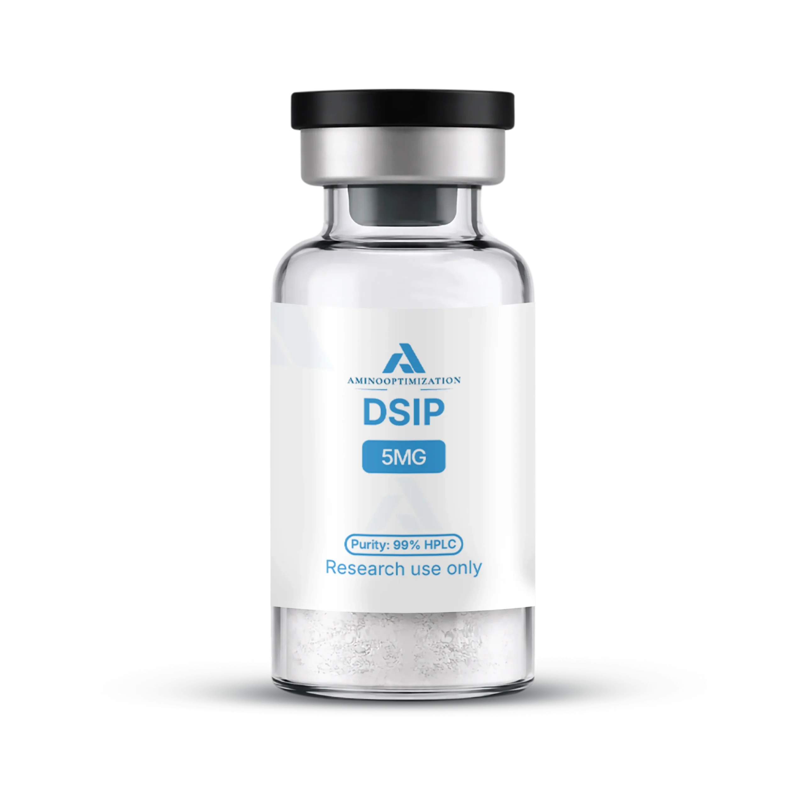 DSIP research vial of lyophilised powder, AminoOptimization label