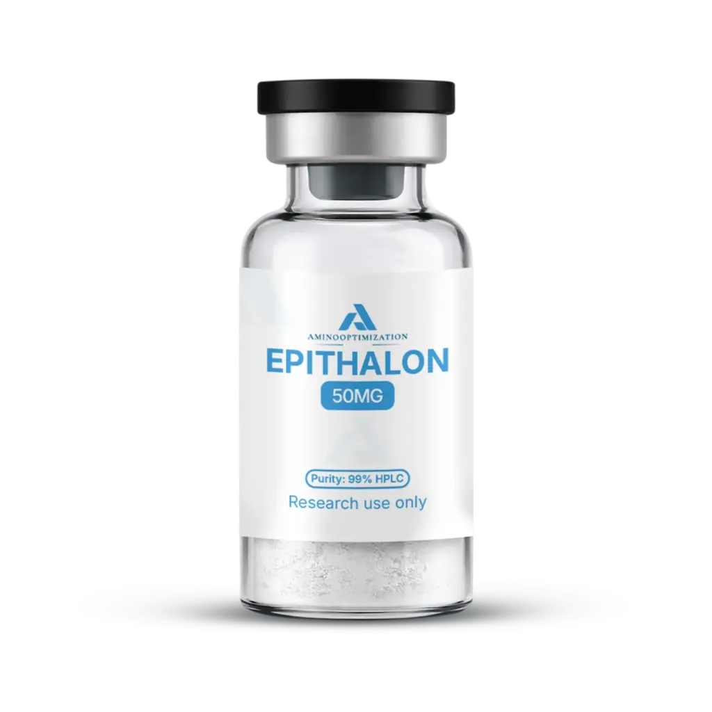 EPITHALON research vial of lyophilised powder, AminoOptimization label