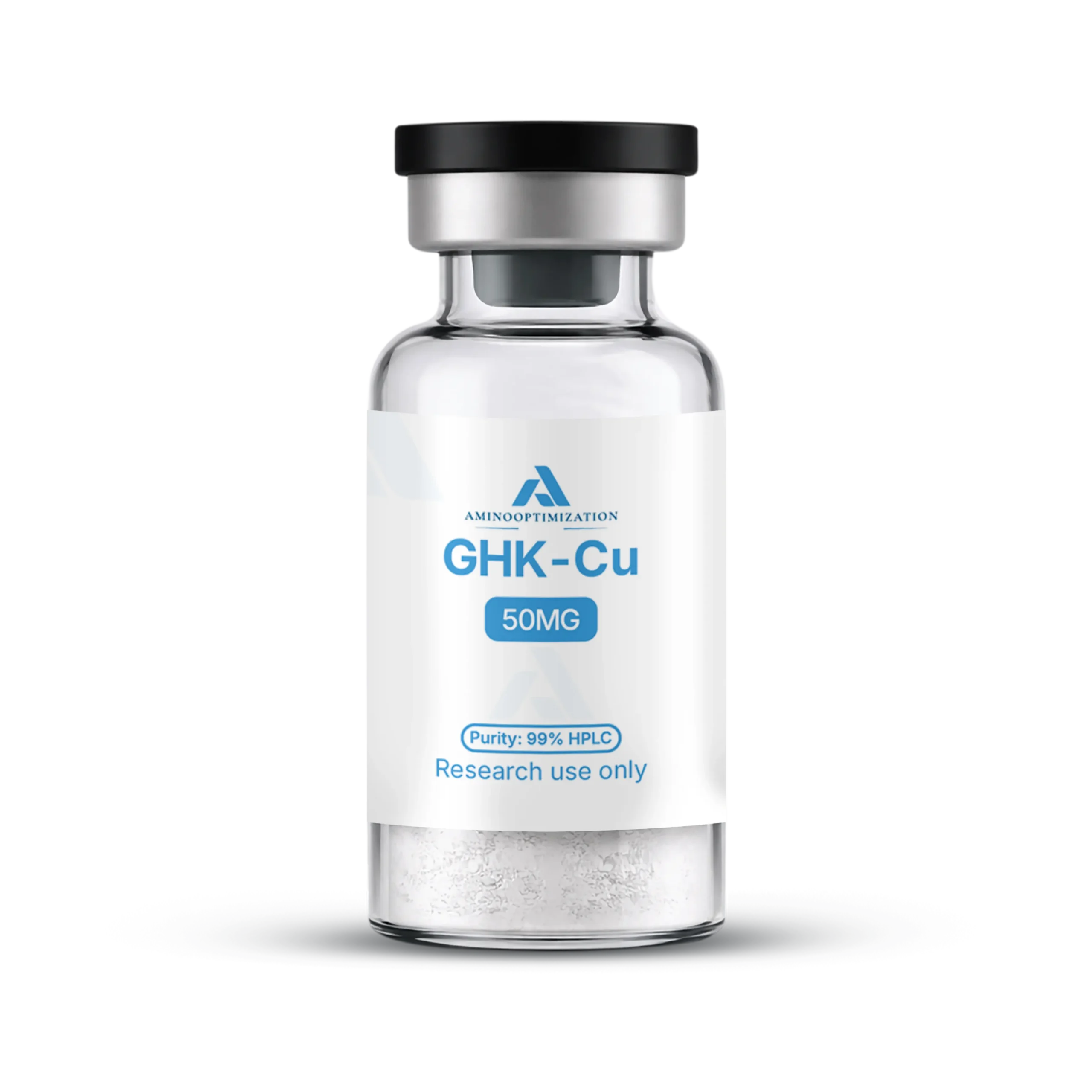 GHK-Cu research vial of lyophilised powder, AminoOptimization label