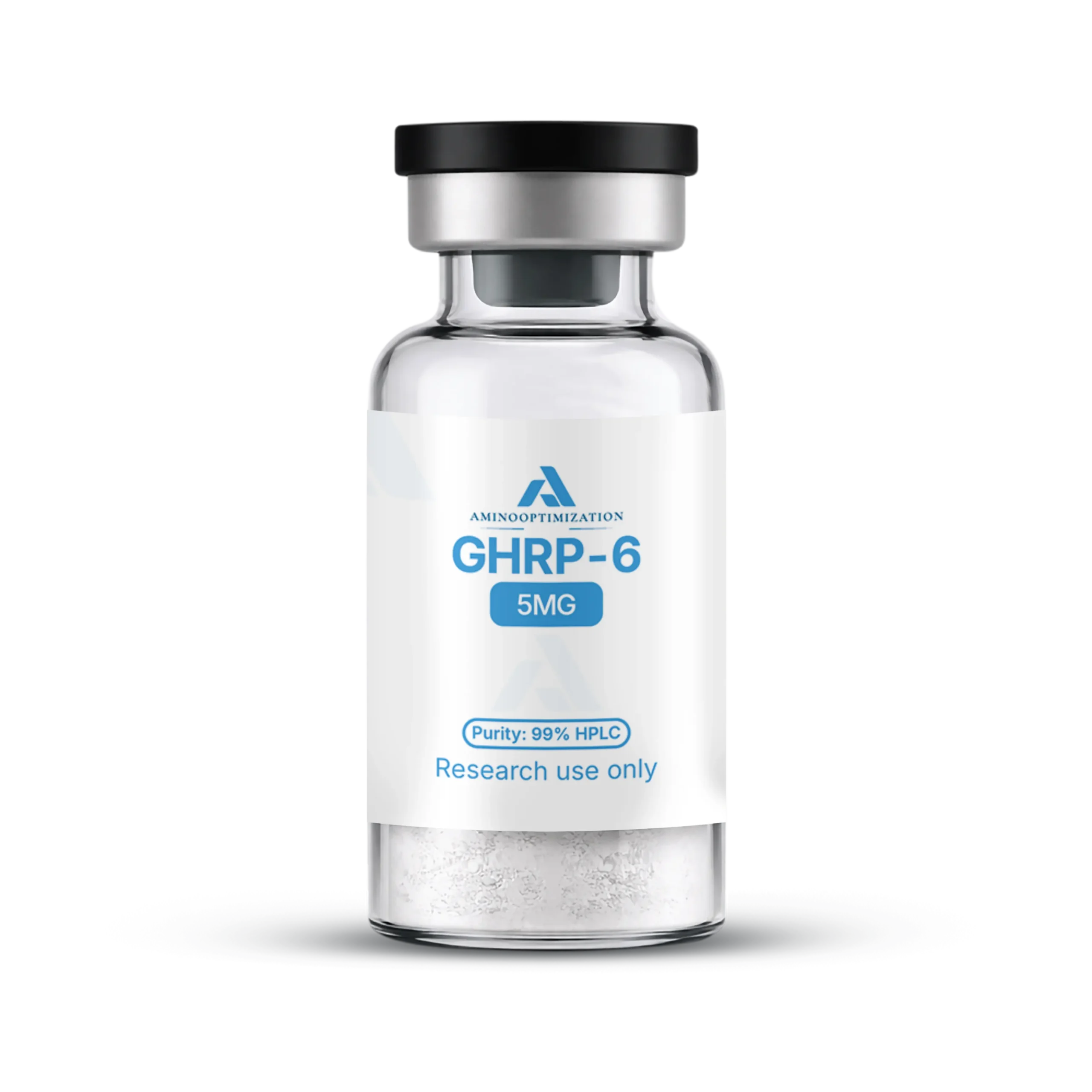 GHRP-2 research vial of lyophilised powder, AminoOptimization label