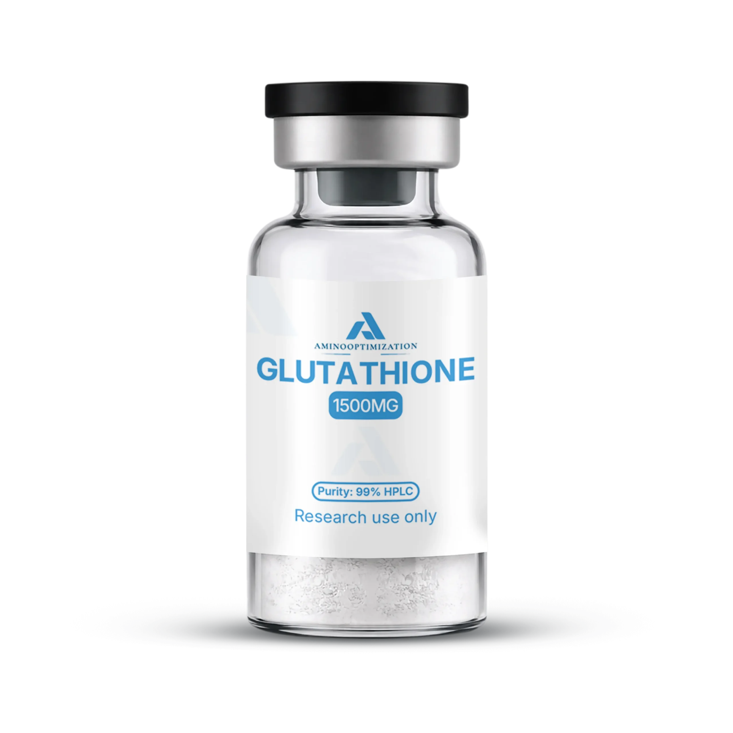 GLUTATHIONE research vial of lyophilised powder, AminoOptimization label