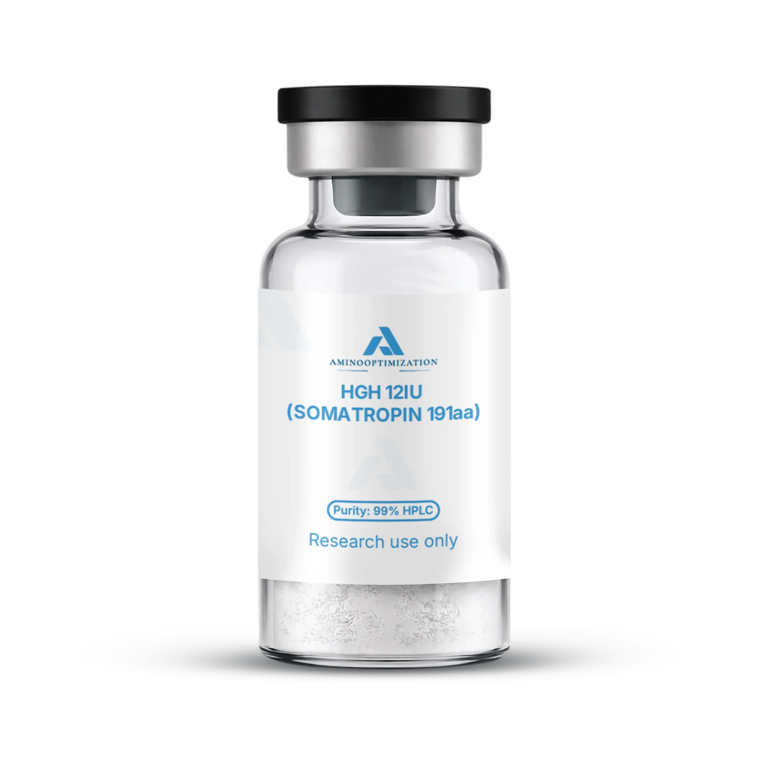HGH (SOMATROPIN 191aa) research vial of lyophilised powder, AminoOptimization label