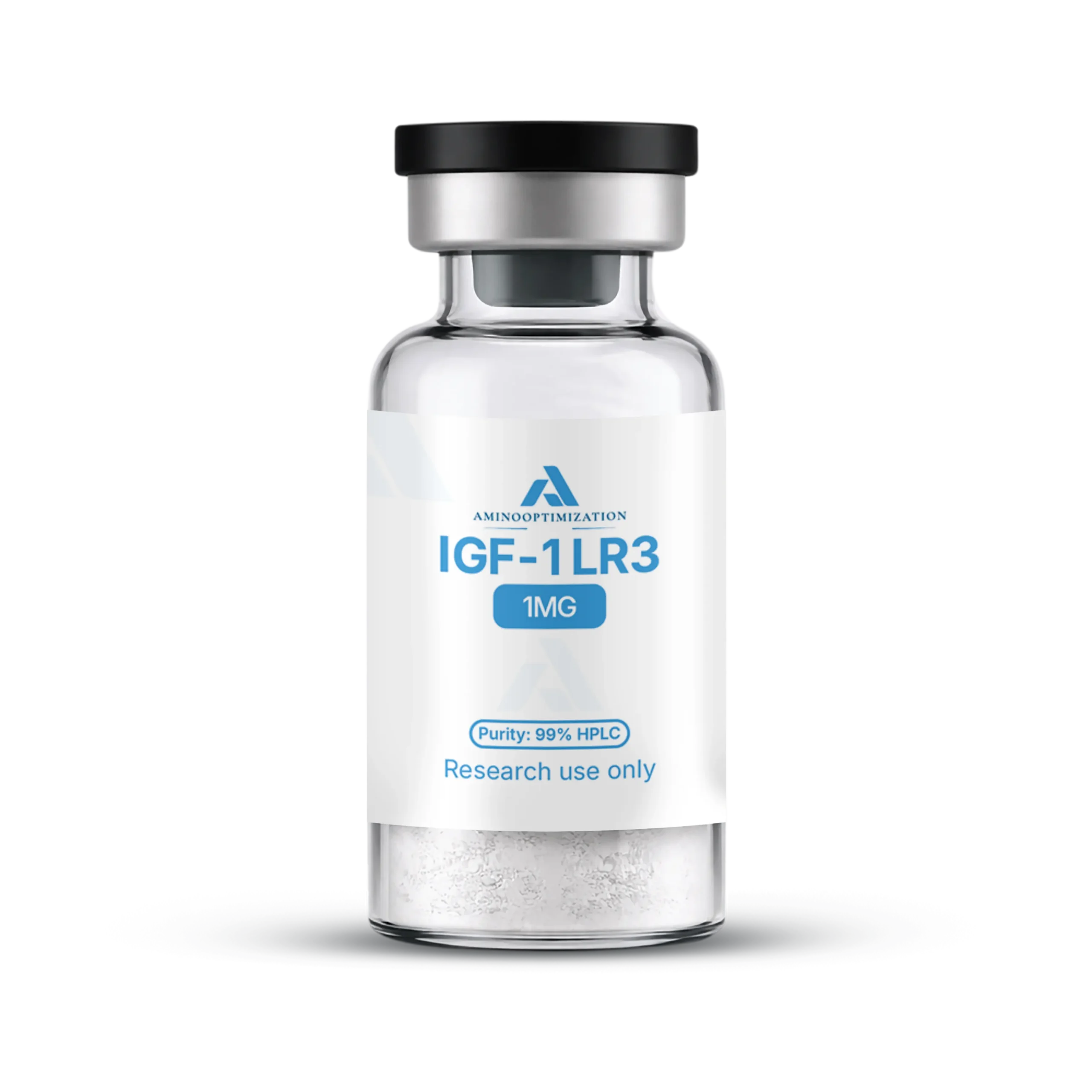IGF-1 LR3 research vial of lyophilised powder, AminoOptimization label