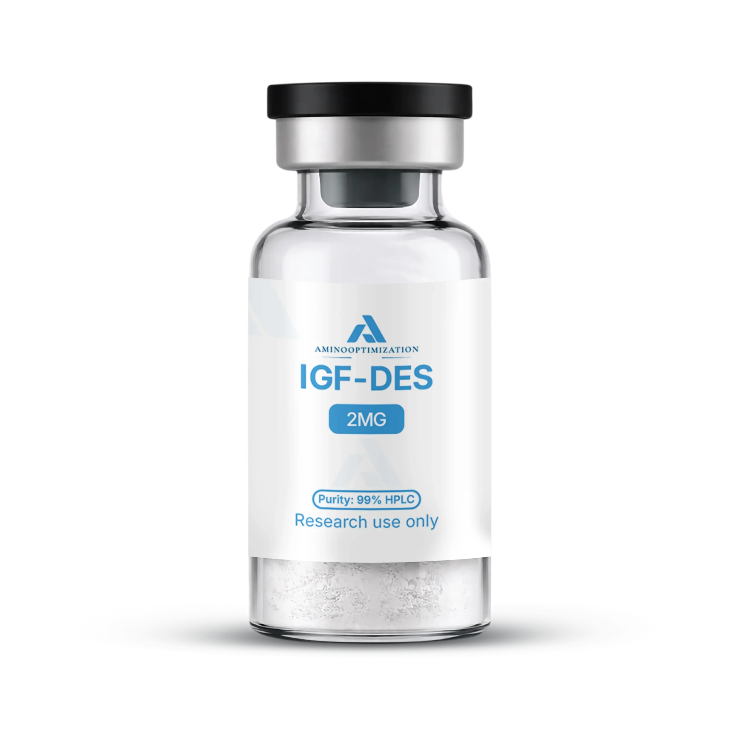 IGF-DES research vial of lyophilised powder, AminoOptimization label