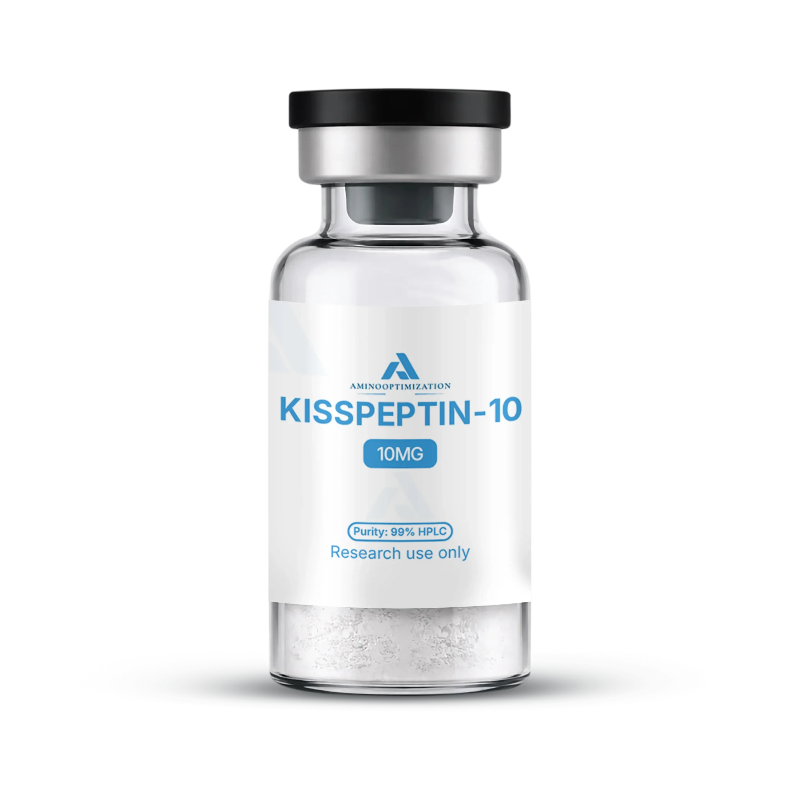 KISSPEPTIN-10 research vial of lyophilised powder, AminoOptimization label