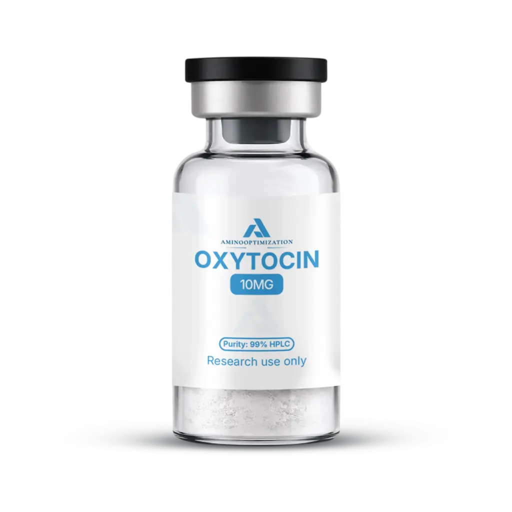OXYTOCIN research vial of lyophilised powder, AminoOptimization label