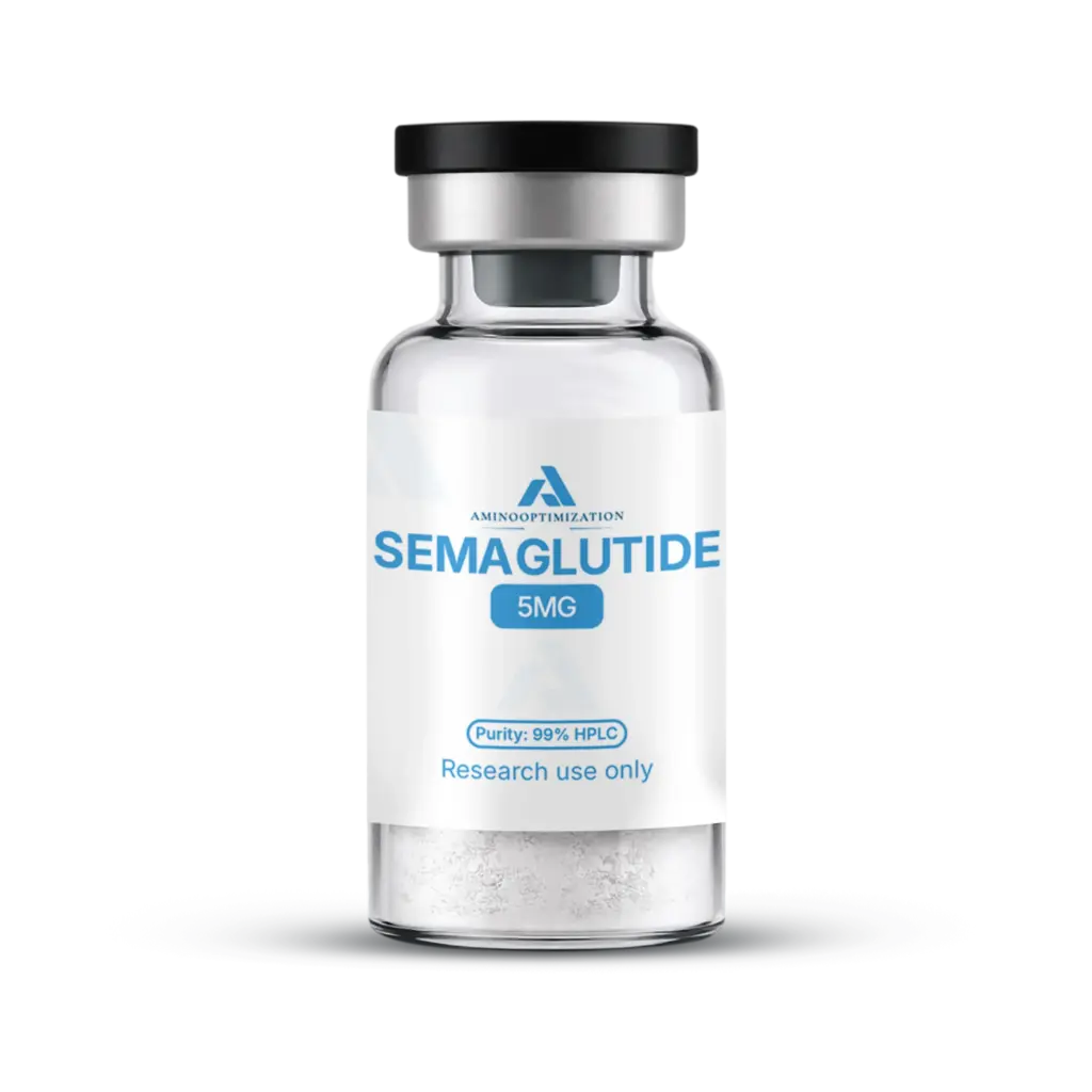 SEMAGLUTIDE research vial of lyophilised powder, AminoOptimization label