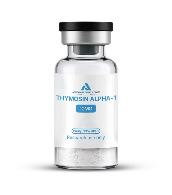 THYMOSIN ALPHA-1 research vial of lyophilised powder, AminoOptimization label